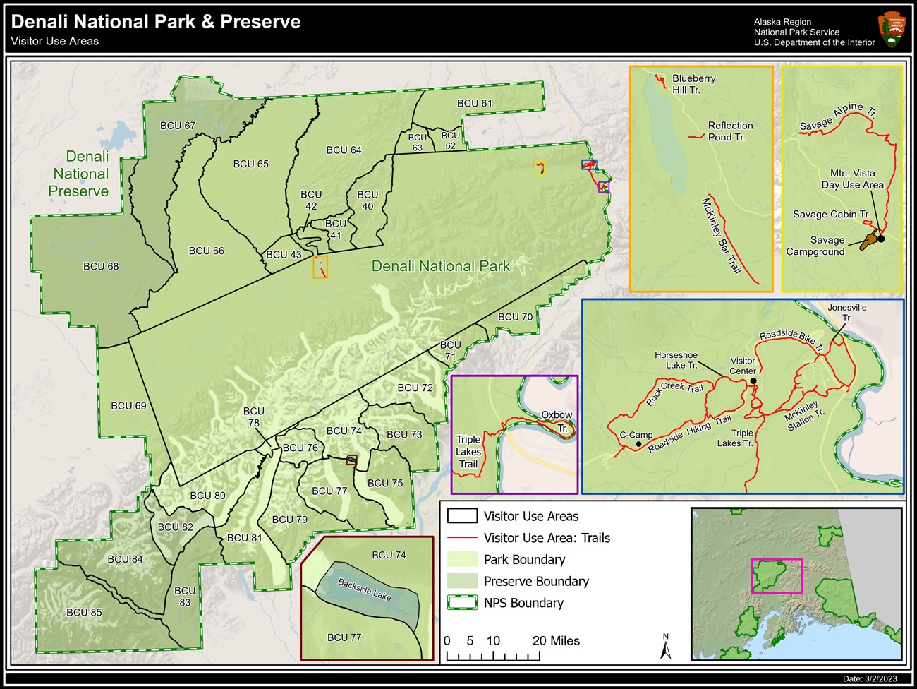 Denali National Park and Preserve Visitor Use Area Map