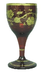 Gilt red wine glass.