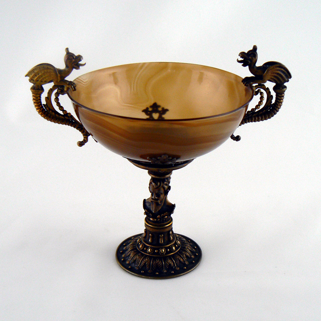 An agate and brass tazza that belonged to Henry Wadsworth Longfellow.