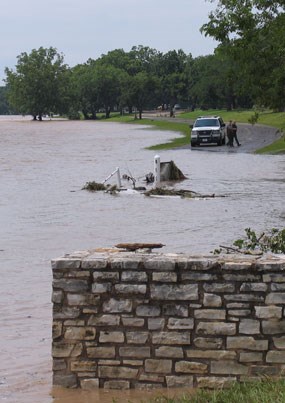 The Ranch Road is cutoff by flood waters
