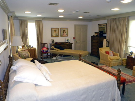 President Johnson's bedroom restored to its 1960s appearance.
