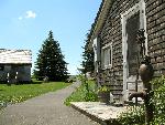 two buildings and path