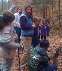 Students looking for signs of weathering
