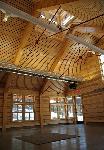 Interior wood paneling shines warmly.