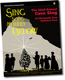 Graphic of carolers at the Cave Sing
