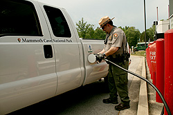 Ranger fueling propane-powered truck
