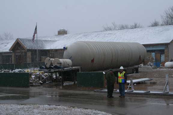 Rain water tank in front of the visitor center. Rain water tank in front of the visitor center.