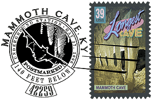 Mammoth Cave postage stamp and cancellation