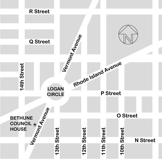 Map to the Mary McLeod Bethune Council House NHS