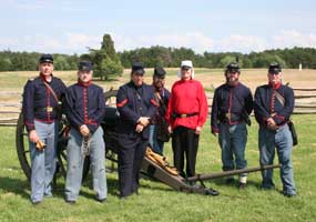 Members of Manassas' Own volunteer artillery squad in Union uniforms