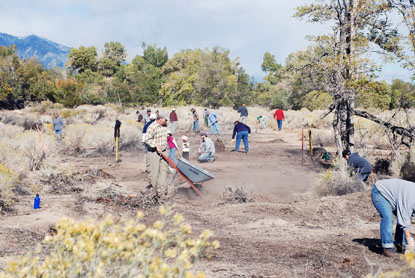 Volunteers clearing historic road grid
