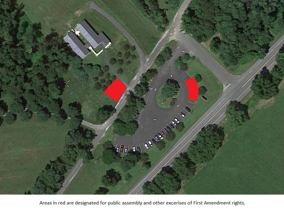 Aerial view denoting 1st Amendment Area
