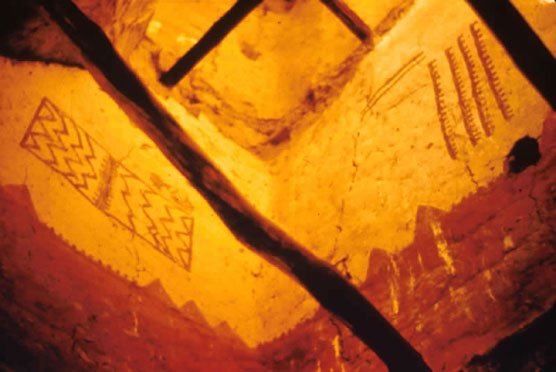 View of wall painting in Cliff Palace tower