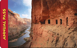 Image on Annual Pass, Ancestral Puebloan dwelling above canyon.