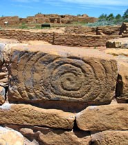 Spiral petroglyph at Pipe Shrine House in Far View Sites