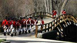 British soldiers deploying over the bridge