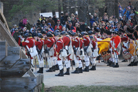 British reenactors mourn the British dead buring at North Bridge