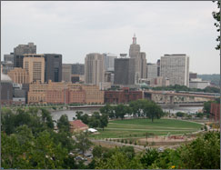 View of Downtown St. Paul from Cherokee Avenue and Prospect Boulevard.