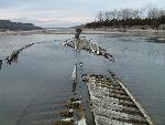 Looking upriver toward bow of the North Alabama