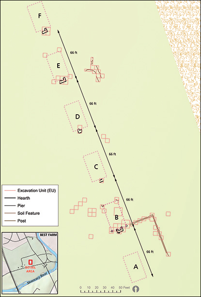 Plan View of Structures at Best Farm Slave Village