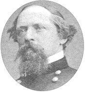 Head of a middle-aged, balding man with a goatee in a Union Army uniform.
