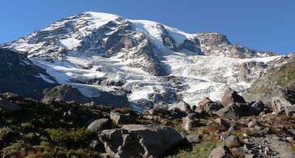 Mount Rainier from the Moraine Trail at Paradise.