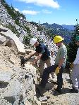 Rebuilding rock walls at Sunrise