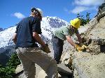 Rebuilding rock walls at Sunrise