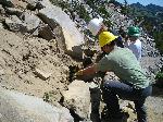 Rebuilding rock walls at Sunrise