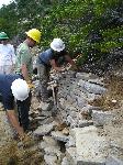 Rebuilding rock walls at Sunrise