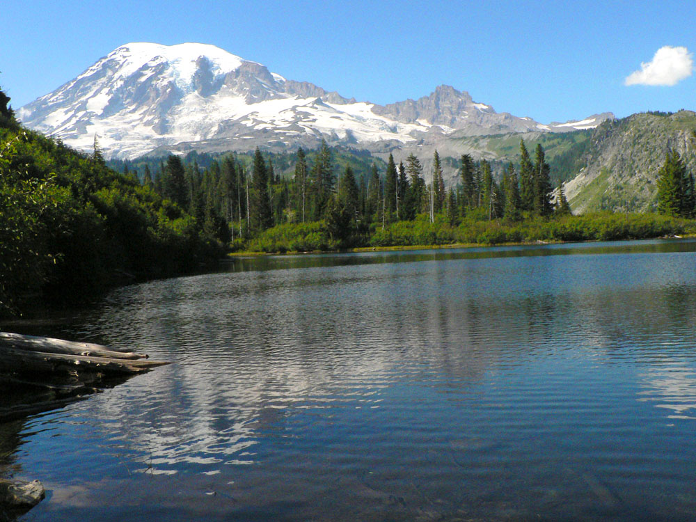 Bench Lake with Mount Rainier.