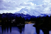 Mount Rainier with Eunice Lake in the foreground.