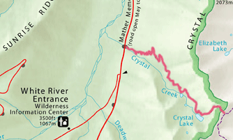 Trail route from Highway 410 to Crystal Lakes/ NW.