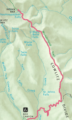 Trail route to Indian Bar from Box Canyon/ SE.