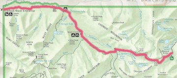Trail route from Carbon River entrance to Lake James/ NW.