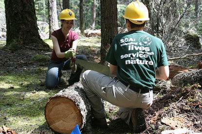 SCA crew members at work in the historic Longmire Campground