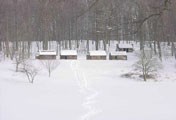 View in Jockey Hollow at the soldier huts, after a heavy snow cover.