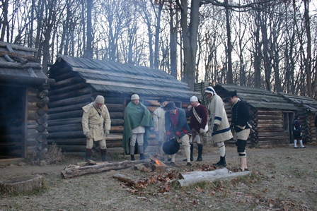 Soldiers at the huts