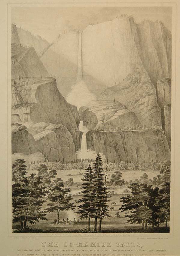 Lithograph of the Yo-hamite Falls