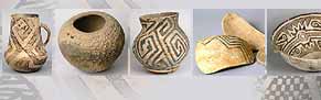 small montage showing several different representative Chaco ceramic objects