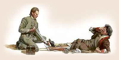 Illustration of doctor working on soldier <click image to expand and read more details>