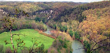 Overlook view of the Buffalo National River near Arnold Bend.