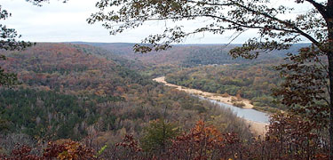 View of the lower Buffalo National River from the ridge at Buffalo Point.