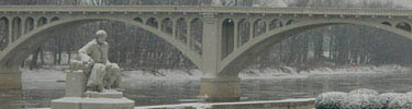 Francis Vigo Statue in winter