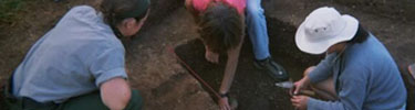 Teachers working side-by-side with a National Park Service archeologist.