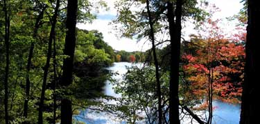 Fall colors arround a kettle lake in Chippewa County along the Ice Age Trail