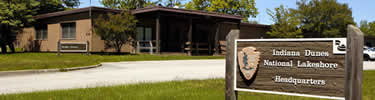 office building with sign, Headquarters