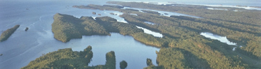 Aerial of the northern shore of Isle Royale