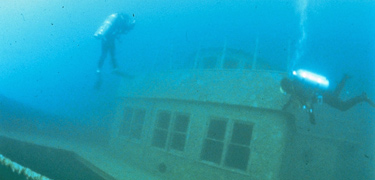 A scuba diver moves over the Condon on the west side of the Island.
