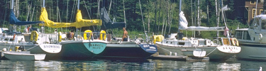 Sailboats at dock in Snug Harbor on the northeastern end of the Island.